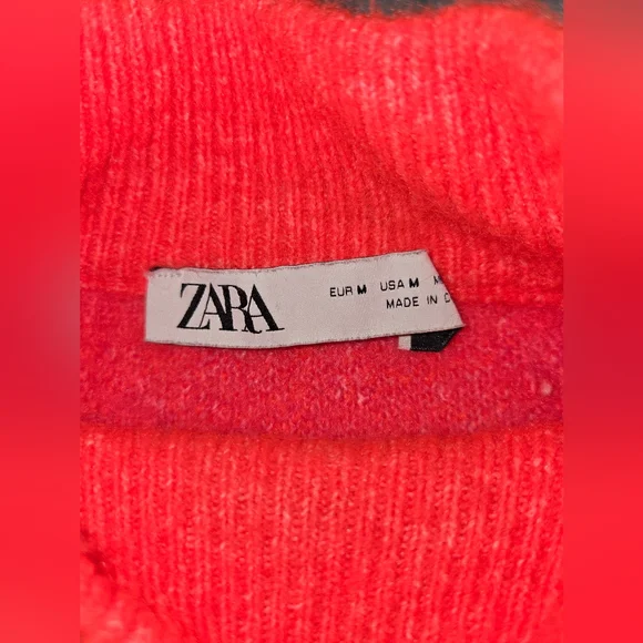 Zara Vibrant Red Knit Sweater 3c13 - Picture 3 of 4